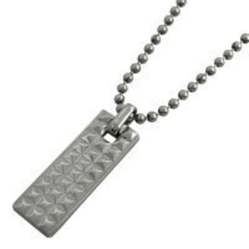 Tiffany Co Square Plate Necklace Studs Ball Chain Sterling Silver